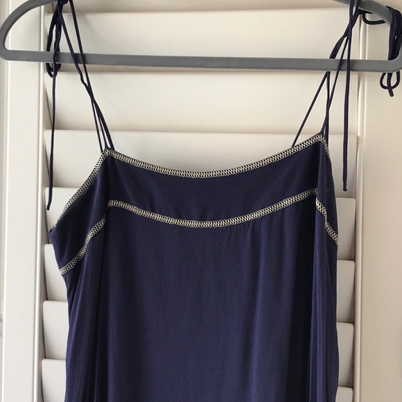 See by Chloe viscose and silk ruffle dress with tie straps and gold stitching - Picture 6 of 7